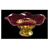 MCM Amberina Glass Compote Dish