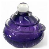 Amethyst Purple Crackle Art Glass Perfume Bottle
