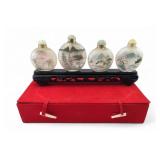 VTG Inside Hand Painted Snuff Bottles, Set of 4