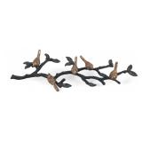 Brutalist Style Cast Iron Bird on Branch Wall Scul