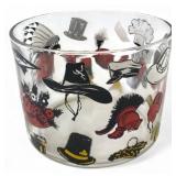 MCM Vintage Hat Motif Glass Bowl, 5.5' dia.