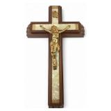 1946 Last Rites Wooden Crucifix, MOP Inlay