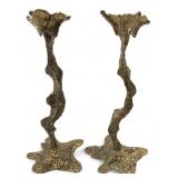 MCM H. Wainberg Brutalist Brass Candleholders, Pr.