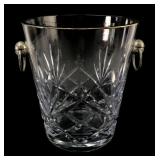 Vtg Crystal Ice Bucket with Gilt Rim and Handles