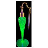 Uranium Glass Perfume Bottle with Brass Atomizer