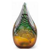 Polish Art Glass Teardrop Vase, 9.5' H