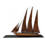 Turkish Hand-Carved Wood Three-Masted Schooner