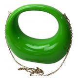Green Crescent Hard-Shell Clutch Handbag
