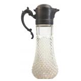 Pressed Glass Pitcher with Metal Lid, 13" H