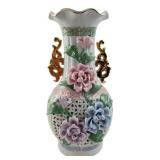 Porcelain Vase with Applied Floral Decoration