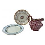 Set of Three Decorative Ceramic Tableware Pieces