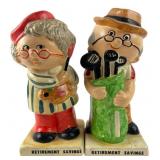 Pair of Ceramic Retirement Savings Coin Banks