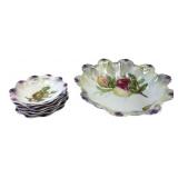 German Porcelain Fruit Motif Dish Set