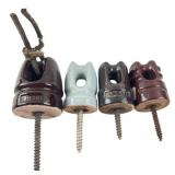 Joslyn and Seyler Ceramic Electrical Insulators (4