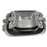Set of Three Decorative Cast Aluminum Serving Ware