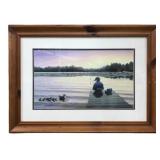 Boy Fishing on Dock Framed Print