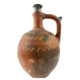 Folk Art Slip-Decorated Earthenware Jug, 12.5" H