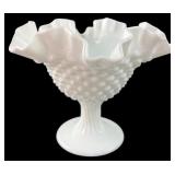 Fenton Milk Glass Hobnail Pedestal Compote