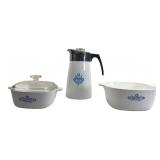 Corning Ware Cornflower Percolator and Casserole S