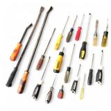 Assorted Hand Tools - Screwdrivers and Pry Bars