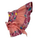 Floral Print Apron with Sheer Overlay