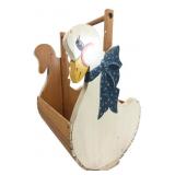 Folk Art Style Wooden Goose Basket