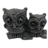 RB Cast Metal Owl Figurine Pair