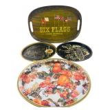 Set of Four Decorative Souvenir Metal Trays