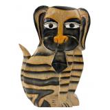 Hand-Carved Wooden Dog Figurine, 10" H