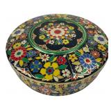 Vintage Lithographed Floral Tin Sewing Box