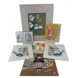 Japanese & Chinese Art Prints & Paper Cuts Lot