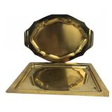 Italian Brass Serving Trays, Set of Two