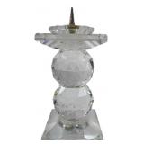 Crystal Faceted Small Candle Holder with Metal Spi