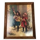 Victorian Style Girls with Gifts Framed Print 22x1