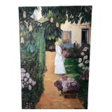 Hagopian Oil on Canvas Garden Scene Painting