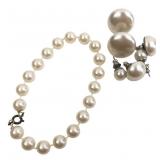 Synthetic Pearl Necklace and Earring Set