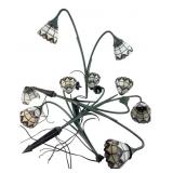 Stained Glass Floral Garden Stake Lights, Set of 4