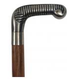 Ribbed Metal Handle Wood Walking Cane, 36" H