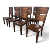 Transitional Stained Wood Dining Chairs, Set of 8