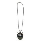 Owl Pendant Necklace with Green Stones