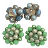 VTG Pair of Costume Jewelry Cluster Earrings