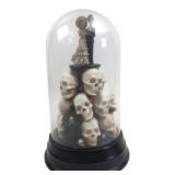 Skeleton Bride and Groom Figurine in Glass Dome
