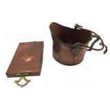 Copper and Brass Coal Scuttle and 9" x 6" Plaque