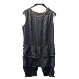 Black Tiered Button-Side Romper Dress
