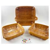 Longaberger Handwoven Wood Baskets with Inserts