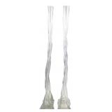 Pair of Tall Twisted Clear Art Glass Vases