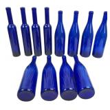 Set of Twelve Cobalt Blue Glass Bottles