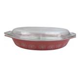 Pyrex Pink Daisy 1 1/2 Qt Divided Casserole Dish
