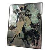Art Deco Style Woman and Panther Decorative Mirror