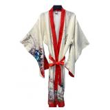 Japanese Floral Print Polyester Kimono Robe